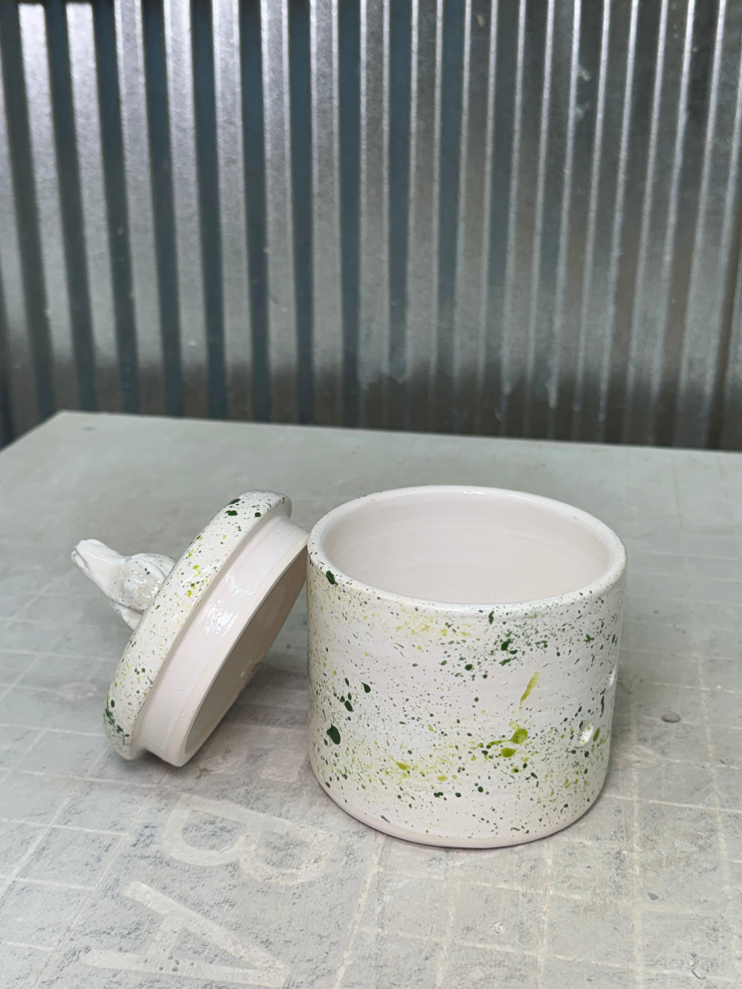 Garlic Holder - Green Splatter