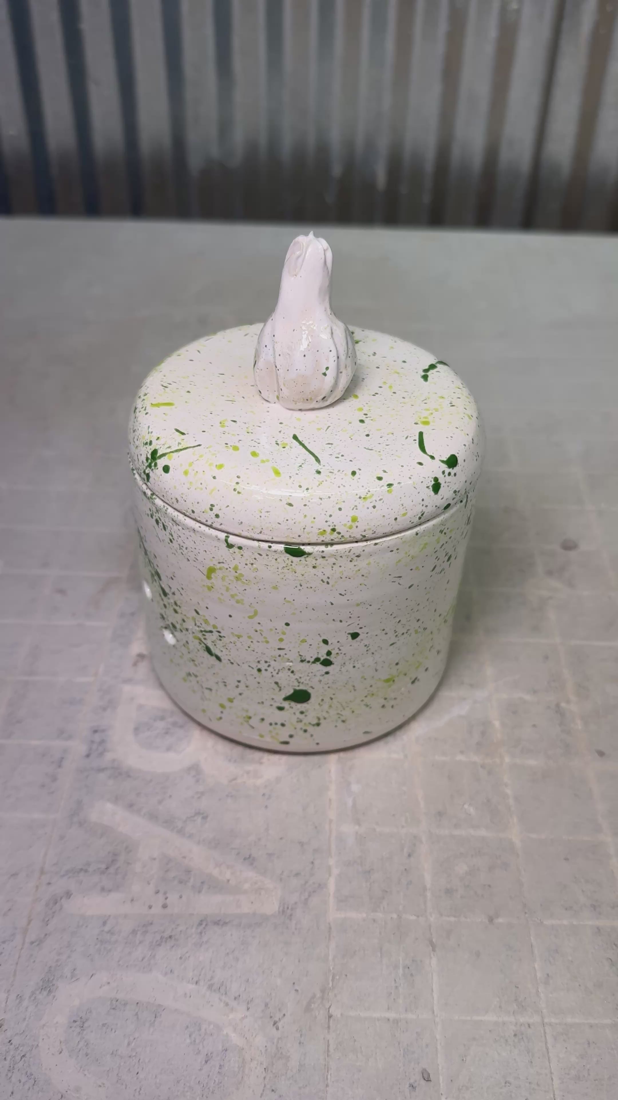 Garlic Holder - Green Splatter