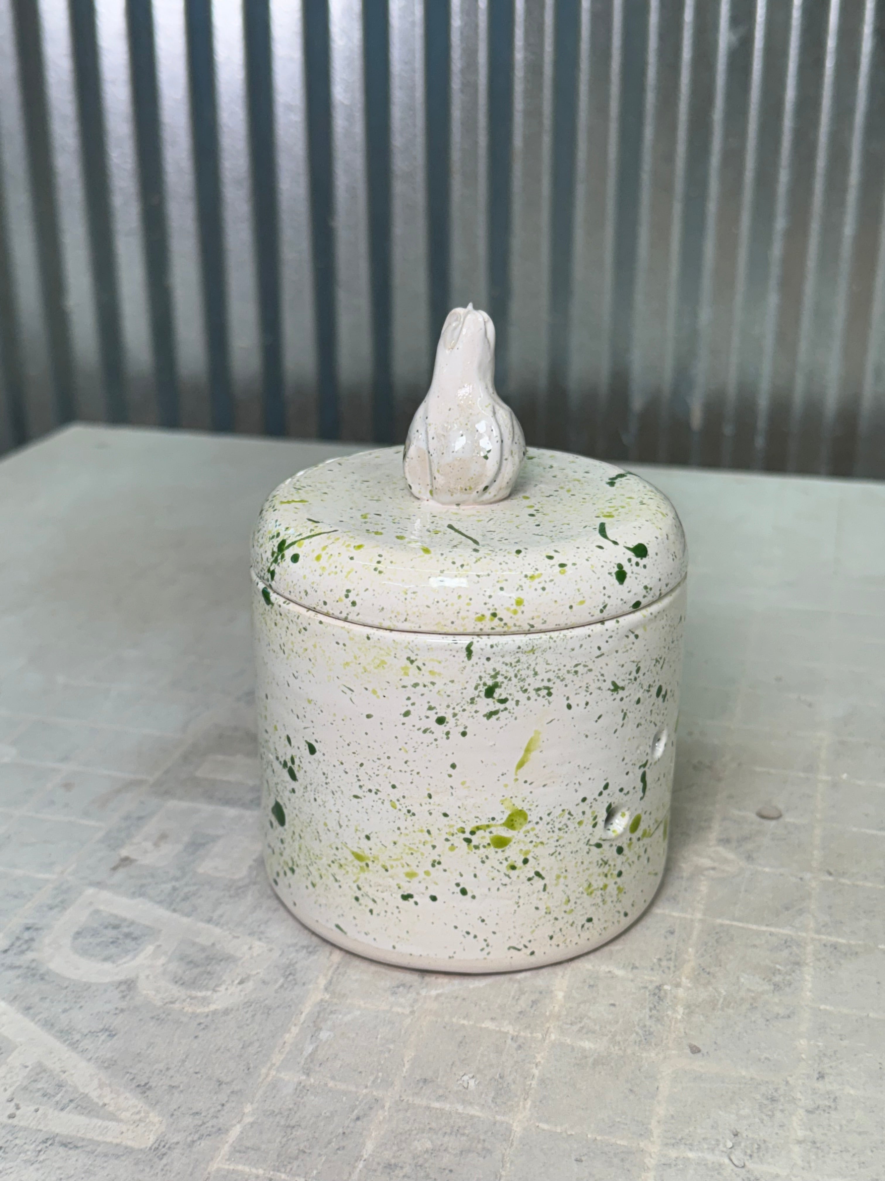 Garlic Holder - Green Splatter