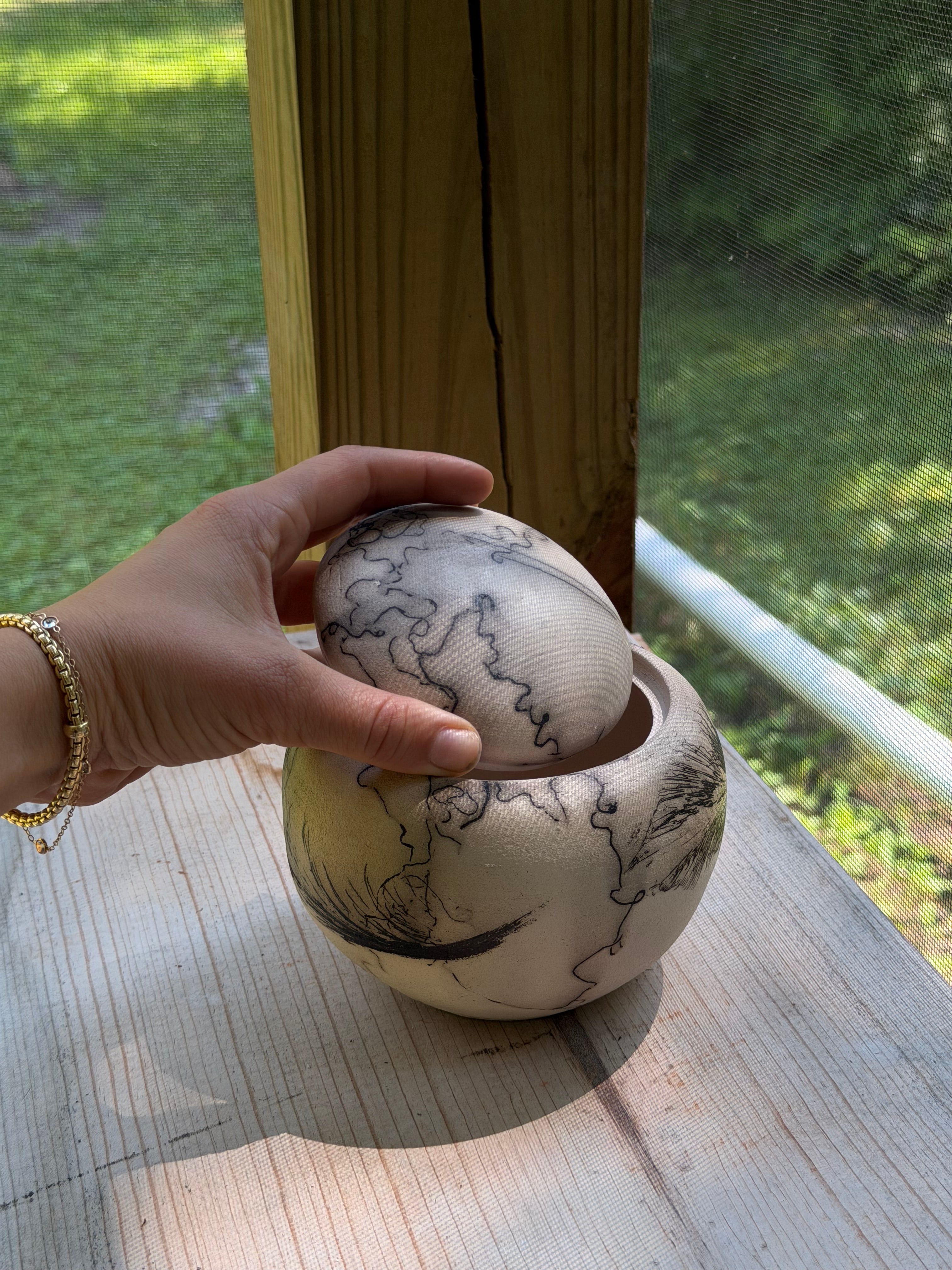 Raku Horse Hair Jar