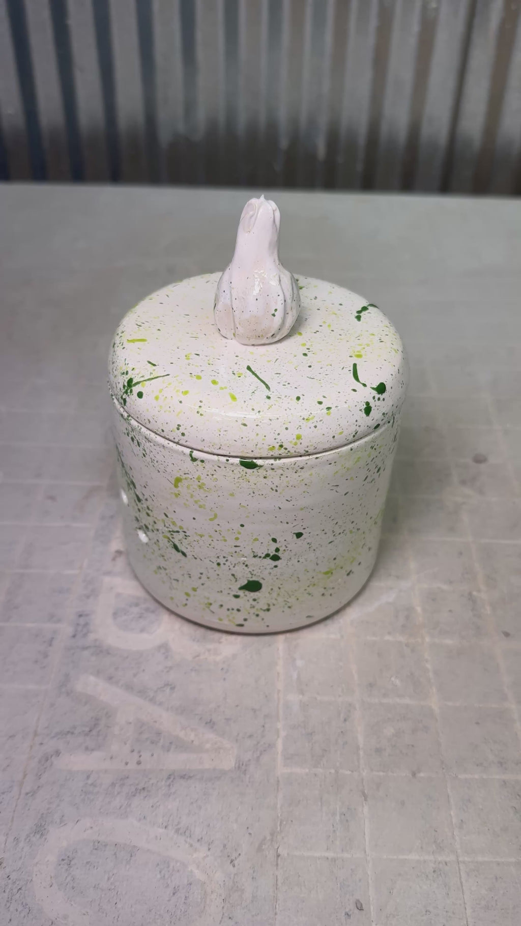 Garlic Holder - Green Splatter